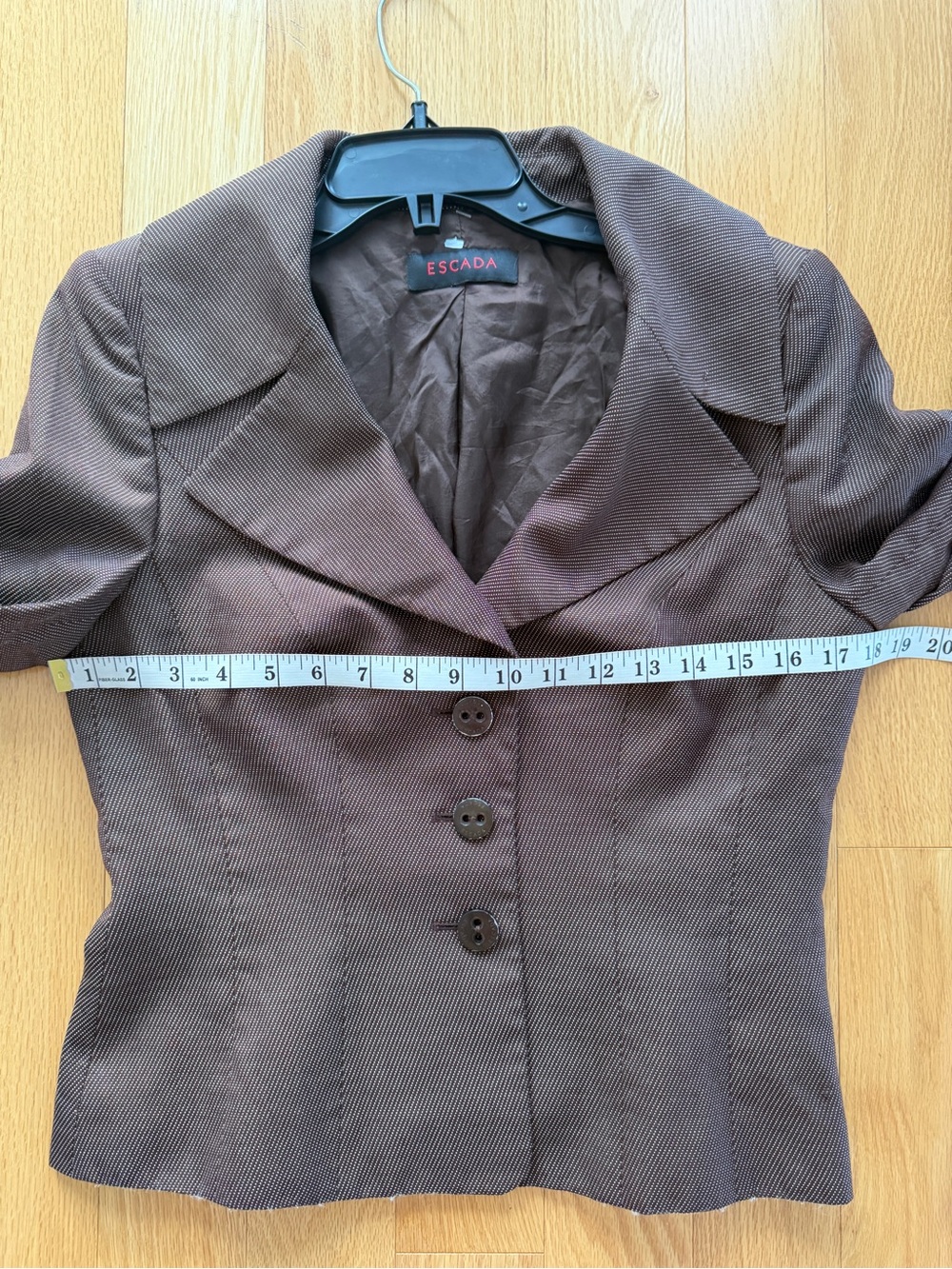 Escada Brown Micro Textured Wool Silk Tailored Blazer Quiet Luxury M - Picture 10 of 16